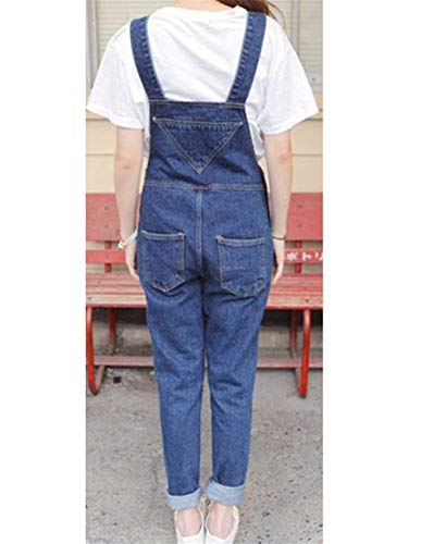 Peto De Las Mujeres Moda Cintura Alta De Slim Fit Overoles Jeans Pantalones Joven con Multi-Bolsillo Cozy Casual Monos Pantalones Women (Color : Blau, Size : M)