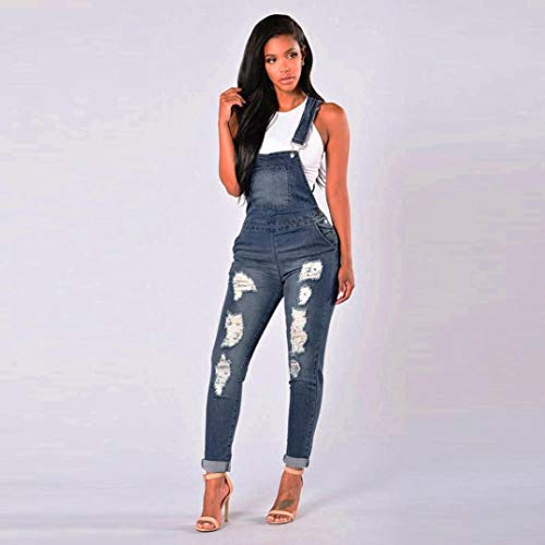 Peto Jeans Mujer Primavera Otoño Festival Pantalones Cortos Largos de Moda Babero Vintage Elegantes con Bolsillos Rasgado Afligido Peto Vaqueros Fashion Día Hipster Playsuit Monos