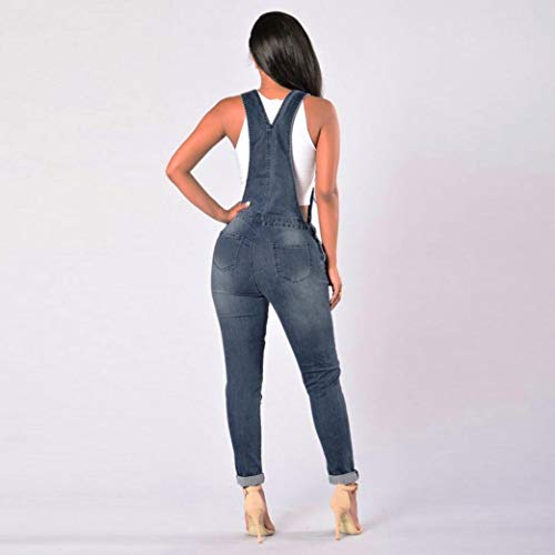 Peto Jeans Mujer Primavera Otoño Festival Pantalones Cortos Largos de Moda Babero Vintage Elegantes con Bolsillos Rasgado Afligido Peto Vaqueros Fashion Día Hipster Playsuit Monos