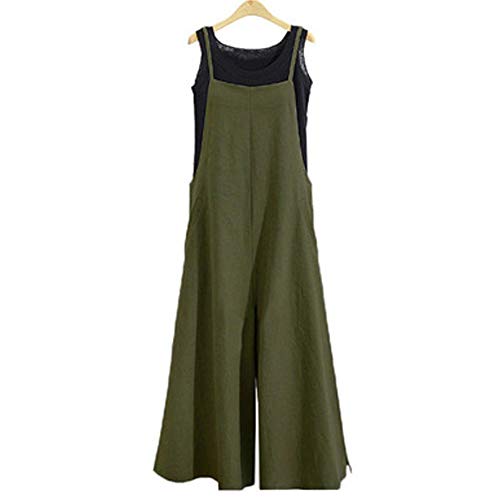 Petos de Pantalones Largo para Mujer, Morbuy Casual Verano Baggy Harem Mono Suelto Moda Bolsillos Overoles Jumpsuit Tirantes Playa Fiesta Noche Oficina Pantalones Embarazados (M,Verde)