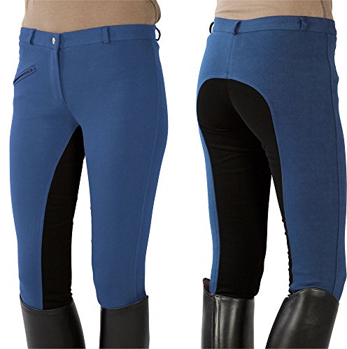 Pfiff 101197 - Pantalones de equitación para mujer, color Azul (Mid Blue/Black), talla 38