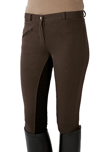 Pfiff - Pantalones de equitación con culera para niños, color Marrón (Brown/Black), tamaño: 140