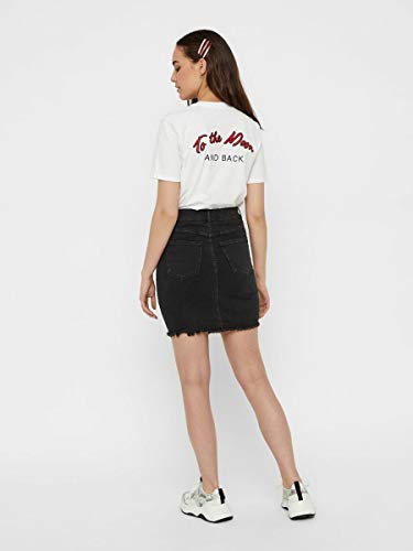 PIECES Pcaia MW Dnm Skirt Bl613-vi/noos Falda, Negro (Black Denim Black Denim), 40 (Talla del Fabricante: Medium) para Mujer