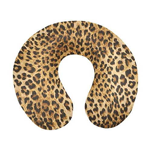 Pieles de Leopardo Colorido Estampado de Animales Salvajes Confort en Forma de U Almohada de Viaje de Espuma viscoelástica para el Cuello para Relajarse y Dormir en la Oficina del avión o en casa