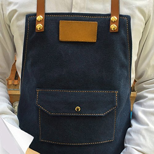 Pinji Delantal de Cocina Ajustable Delantal de Mezclilla con Bolsillos Sin Mangas para Mujeres y Hombres ara Hornear Jardinería Restaurante Cafetería