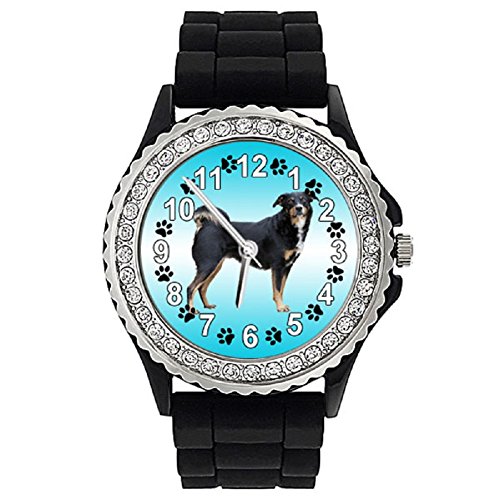 Pinscher Austriaco Reloj de Silicona para Mujer con piedrecillas