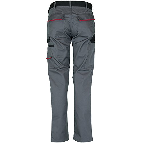 Planam Highline 2329034 - Pantalones de trabajo para mujer, talla 34, 1 pieza, color pizarra/negro/rojo
