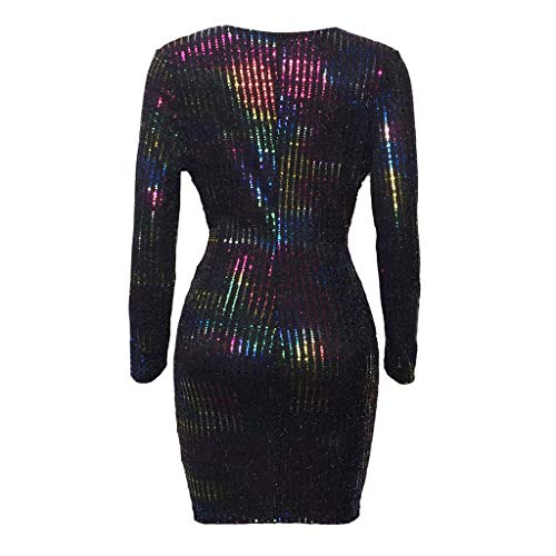 Posional Sexy Mini Vestido De Fiesta con Cuello En V Y Lentejuelas Brillantes Fiesta CóCtel Faldas Vestidos Minifalda Underskirt Disfraz Ropa Dresses Slim Fit Moda Clubwear