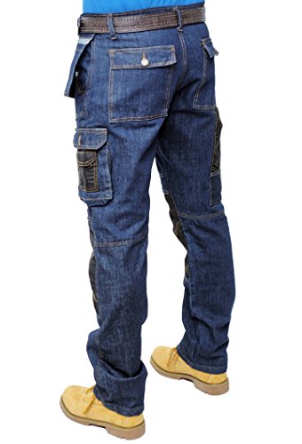 Prime Pantalones de Trabajo para Hombre BLJ-02 (BLACK-DENIM-004, 32W X 34L)
