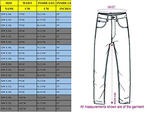 Prime Pantalones de Trabajo para Hombre BLJ-02 (BLACK-DENIM-005, 32W X 32L)