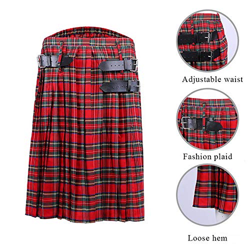 Puimentiua Falda Escocesa para Hombre Kilt Tradicional Escocés de Cuadros Escoceses