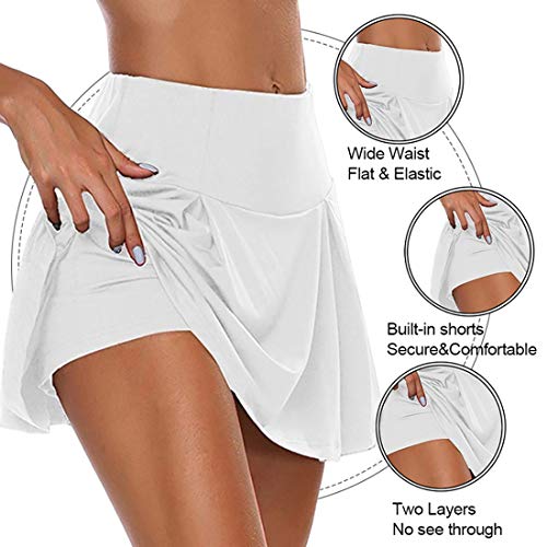 Puimentiua Mini Falda Deportiva con Ropa Interior para Mujer Pantalones Cortos Faldas de Cintura Elástica