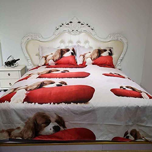 QBCNM Patrón 3D del Lecho del Edredón De La Caja, Estampado De Animales Juegos De Cama con Edredón Fundas, Sábanas Funda De Almohada 4Pcs / Set