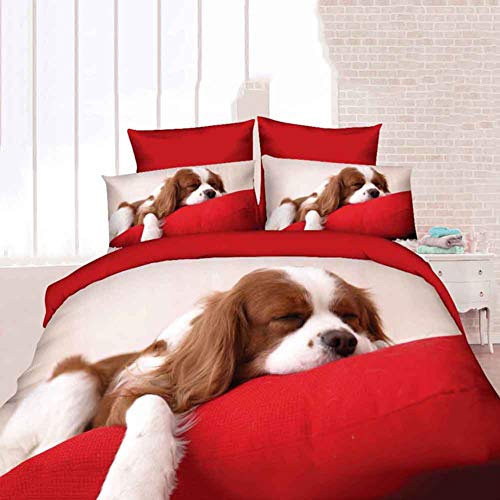 QBCNM Patrón 3D del Lecho del Edredón De La Caja, Estampado De Animales Juegos De Cama con Edredón Fundas, Sábanas Funda De Almohada 4Pcs / Set