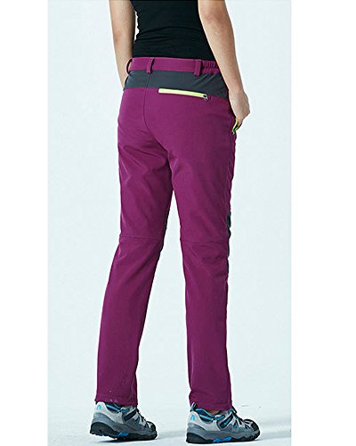 Qitun Mujer Hombre de Trekking Senderismo Impermeable Secado Rápido Deportivos Transpirable Pantalones Morado Mujer XS