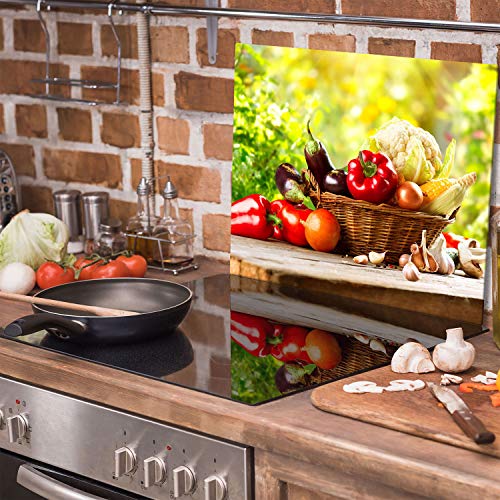 QTA | Placa protectora de 60 x 52 cm para vitrocerámica, 1 pieza, universal, para cocinas de inducción, protección contra salpicaduras, tabla de cortar y verduras