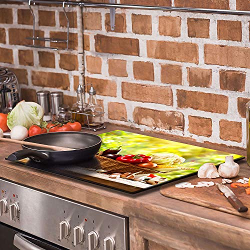 QTA | Placa protectora de 60 x 52 cm para vitrocerámica, 1 pieza, universal, para cocinas de inducción, protección contra salpicaduras, tabla de cortar y verduras
