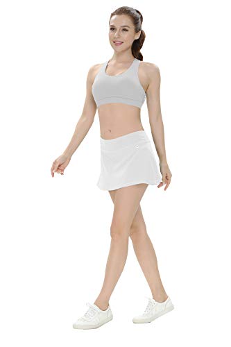 QUEENIEKE Falda ultra para mujer con pantalones cortos deportivos, de gimnasio, de tenis Blanco S