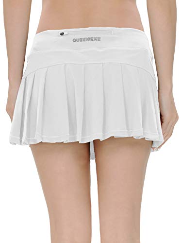 QUEENIEKE Falda ultra para mujer con pantalones cortos deportivos, de gimnasio, de tenis Blanco S