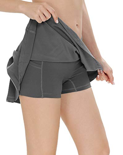 QUEENIEKE Falda ultra para mujer con pantalones cortos deportivos, de gimnasio, de tenis gris oscuro XL