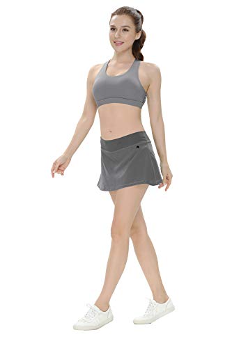QUEENIEKE Falda ultra para mujer con pantalones cortos deportivos, de gimnasio, de tenis gris oscuro XL