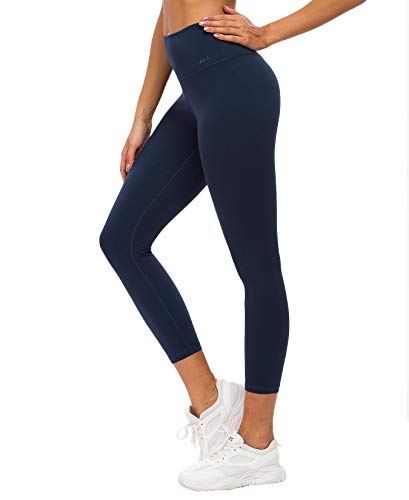 QUEENIEKE Leggins de Yoga para Mujer Pantalones de Talle Alto con Bolsillos Mallas Suaves de Control de Vientre para Yoga color Azul mineral Talla L