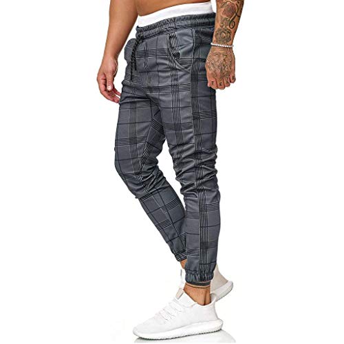 QUICKLYLy Pantalones Vaqueros Hombre Rotos Baratos Pitillo Elasticos Skinny Ajustados Trekking Casual Chandal Montaña Moto Slim Fit,Deportivos Largos Informales Cuadros Correr(Gris,XXL)