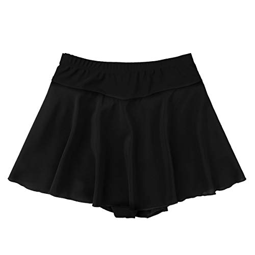 ranrann Chifón Falda de Patinaje Artístico para Mujer Falda de Danza Ballet Cintura Alta Falda Corta con Braguitas para Gimnasia Yoga Fitness Dancewear Negro Small