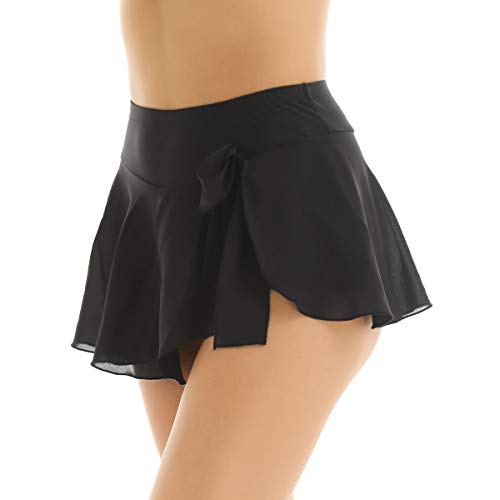 ranrann Chifón Falda de Patinaje Artístico para Mujer Falda de Danza Ballet Cintura Alta Falda Corta con Braguitas para Gimnasia Yoga Fitness Dancewear Negro Small