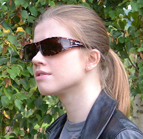 Rapid Eyewear GAFAS DE SOL SUPERPUESTAS Carey Polarizadas Para Mujer. Sobregafas para poner encima de gafas graduadas. Ideales para Conducción, Ciclismo, Corriendo etc.