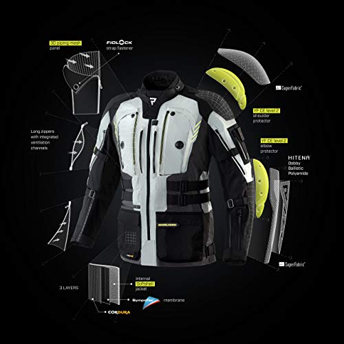 Rebelhorn Chaqueta de moto Patrol Materiales duraderos Cordura Hitena Superfabric CE-Level 2 Codos de hombro Protectos Sympatex Membrana Ventilación Elementos reflectantes Bolsillos