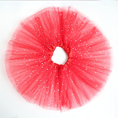 Reciy Sparkle - Falda de tul para niña, tutú de capas, diseño de princesa, para bailar ballet, talla 2-8 años rojo Talla única
