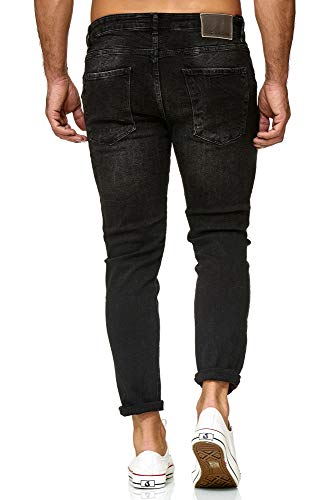 Red Bridge Denim Jeans Regular-Fit Vaqueros de Hombres Pantalón con Agujeros Vintage Negro