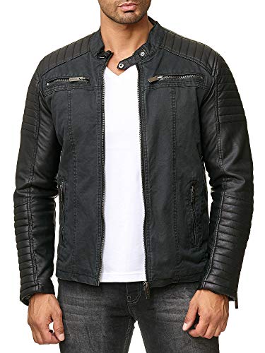 Red Bridge Hombres Chaqueta Cuero Sintético Transición Acanalada Moda Casuales Algodón Jacket