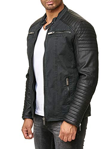 Red Bridge Hombres Chaqueta Cuero Sintético Transición Acanalada Moda Casuales Algodón Jacket