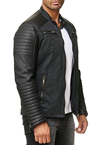 Red Bridge Hombres Chaqueta Cuero Sintético Transición Acanalada Moda Casuales Algodón Jacket