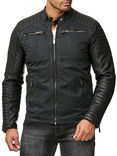 Red Bridge Hombres Chaqueta Cuero Sintético Transición Acanalada Moda Casuales Algodón Jacket