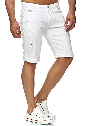 Red Bridge Vaqueros Cortos para Hombres Denim Básico Moda Casual Jeans Shorts Verano Blanco W30