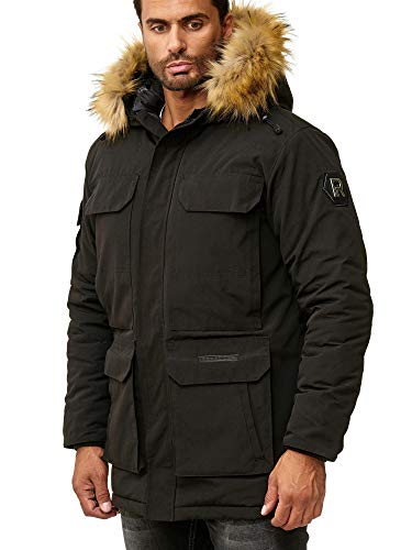 Redbridge Abrigo Invernal para Hombre Capote Chaqueta con Capucha Negro L