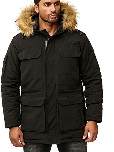 Redbridge Abrigo Invernal para Hombre Capote Chaqueta con Capucha Negro L