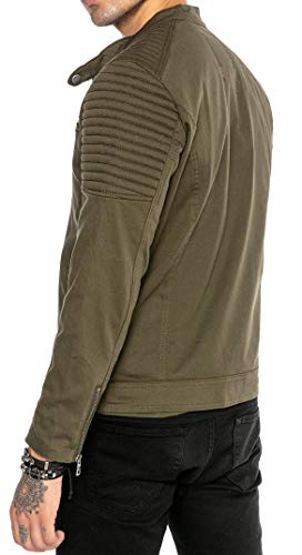 Redbridge Chaqueta de entretiempo para Hombres Americana de Algodón con Cremallera Verde XXL