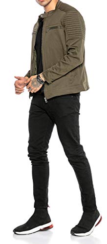 Redbridge Chaqueta de entretiempo para Hombres Americana de Algodón con Cremallera Verde XXL