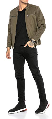 Redbridge Chaqueta de entretiempo para Hombres Americana de Algodón con Cremallera Verde XXL