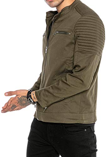 Redbridge Chaqueta de entretiempo para Hombres Americana de Algodón con Cremallera Verde XXL