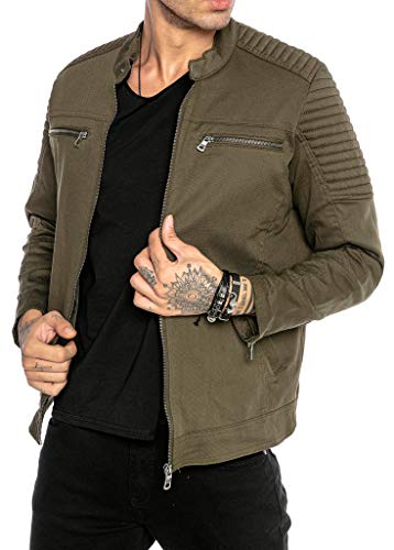 Redbridge Chaqueta de entretiempo para Hombres Americana de Algodón con Cremallera Verde XXL