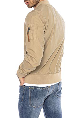 Redbridge Chaqueta de transición para Hombre Americana de Medio Tiempo de algodón Beige L
