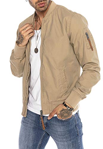 Redbridge Chaqueta de transición para Hombre Americana de Medio Tiempo de algodón Beige L