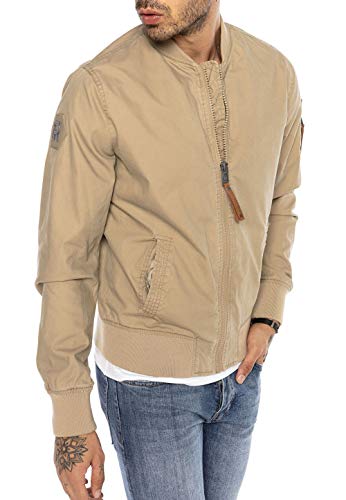 Redbridge Chaqueta de transición para Hombre Americana de Medio Tiempo de algodón Beige L