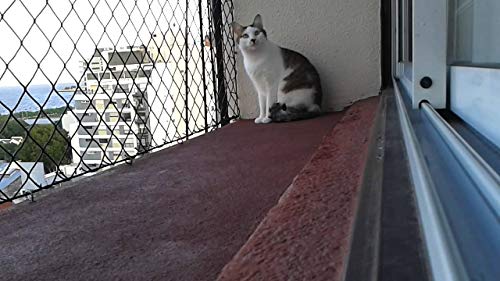 Redes de protección y Seguridad de Polipropileno Negro sin Nudos 3 mm Malla 45. para Balcones, terraza, pasamanos etc … (6mx2m)