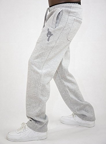 REDRUM Bronx - Pantalones de chándal para hombre, corte regular con cintura tipo bóxer Gris con logotipo gris. S